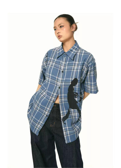 BB Abstract Print Plaid Shirt-korean-fashion-Shirt-BB's Closet-OH Garments