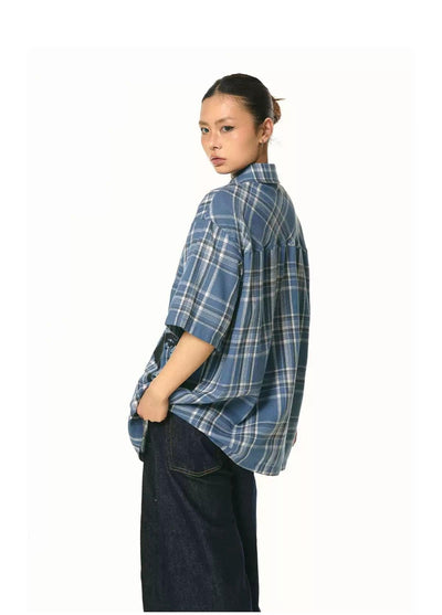 BB Abstract Print Plaid Shirt-korean-fashion-Shirt-BB's Closet-OH Garments