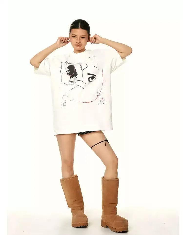 BB Artsy Drawing Lines T-Shirt-korean-fashion-T-Shirt-BB's Closet-OH Garments