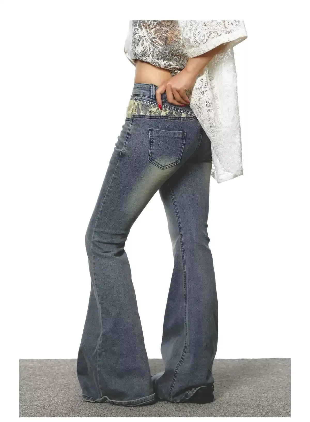 BB Beaded Lace Flared Jeans-korean-fashion-Jeans-BB's Closet-OH Garments
