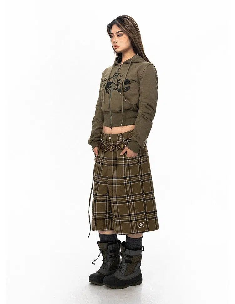 BB Belted String Plaid Mid-Length Shorts-korean-fashion-Shorts-BB's Closet-OH Garments