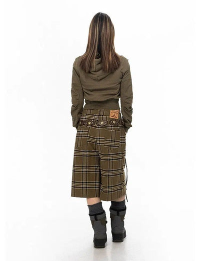 BB Belted String Plaid Mid-Length Shorts-korean-fashion-Shorts-BB's Closet-OH Garments