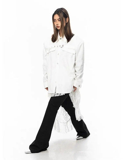 BB Buckle Belt Shoulder Pad Shirt-korean-fashion-Shirt-BB's Closet-OH Garments