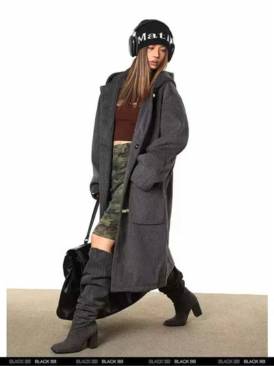 BB Collegiate Hooded Long Toggle Coat-korean-fashion-Long Coat-BB's Closet-OH Garments