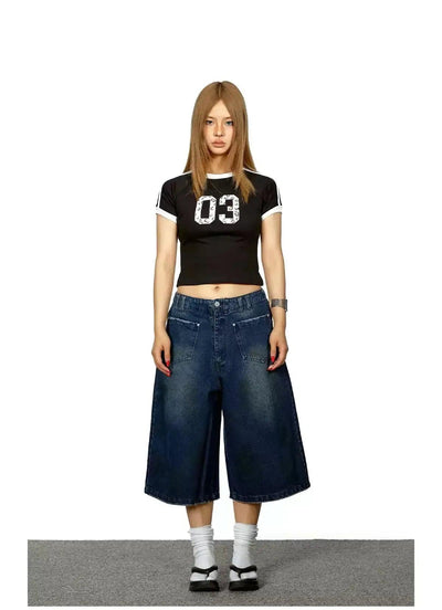 BB Contrast Print Cropped T-Shirt-korean-fashion-T-Shirt-BB's Closet-OH Garments