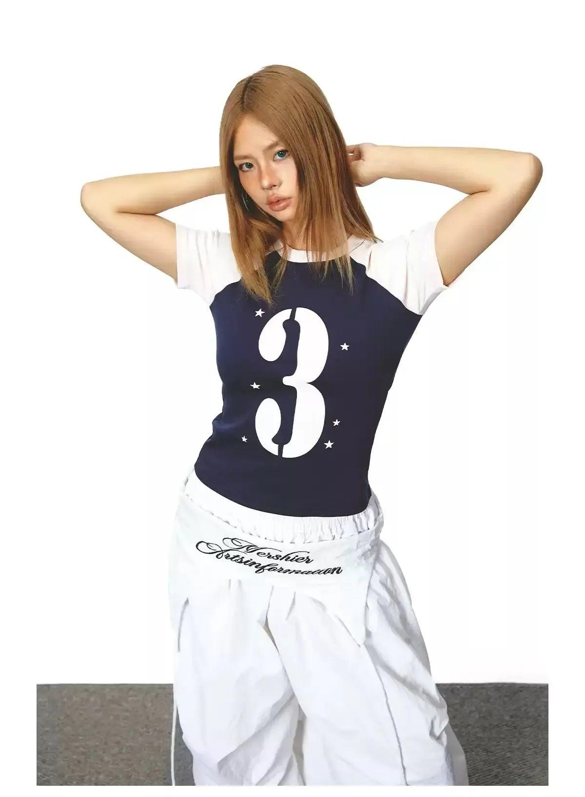 BB Contrast Spliced Slim Fit T-Shirt-korean-fashion-T-Shirt-BB's Closet-OH Garments