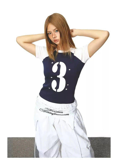 BB Contrast Spliced Slim Fit T-Shirt-korean-fashion-T-Shirt-BB's Closet-OH Garments