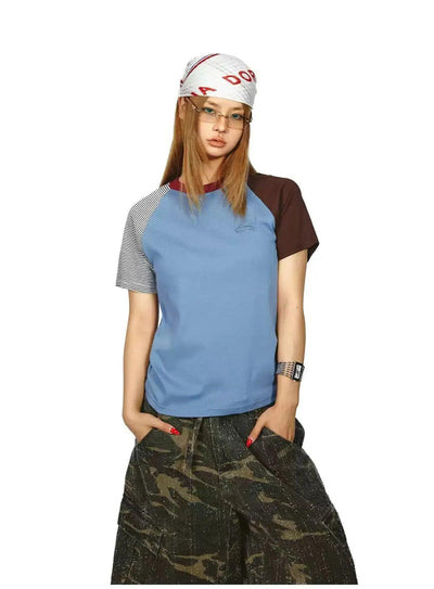 BB Contrast Spliced T-Shirt-korean-fashion-T-Shirt-BB's Closet-OH Garments