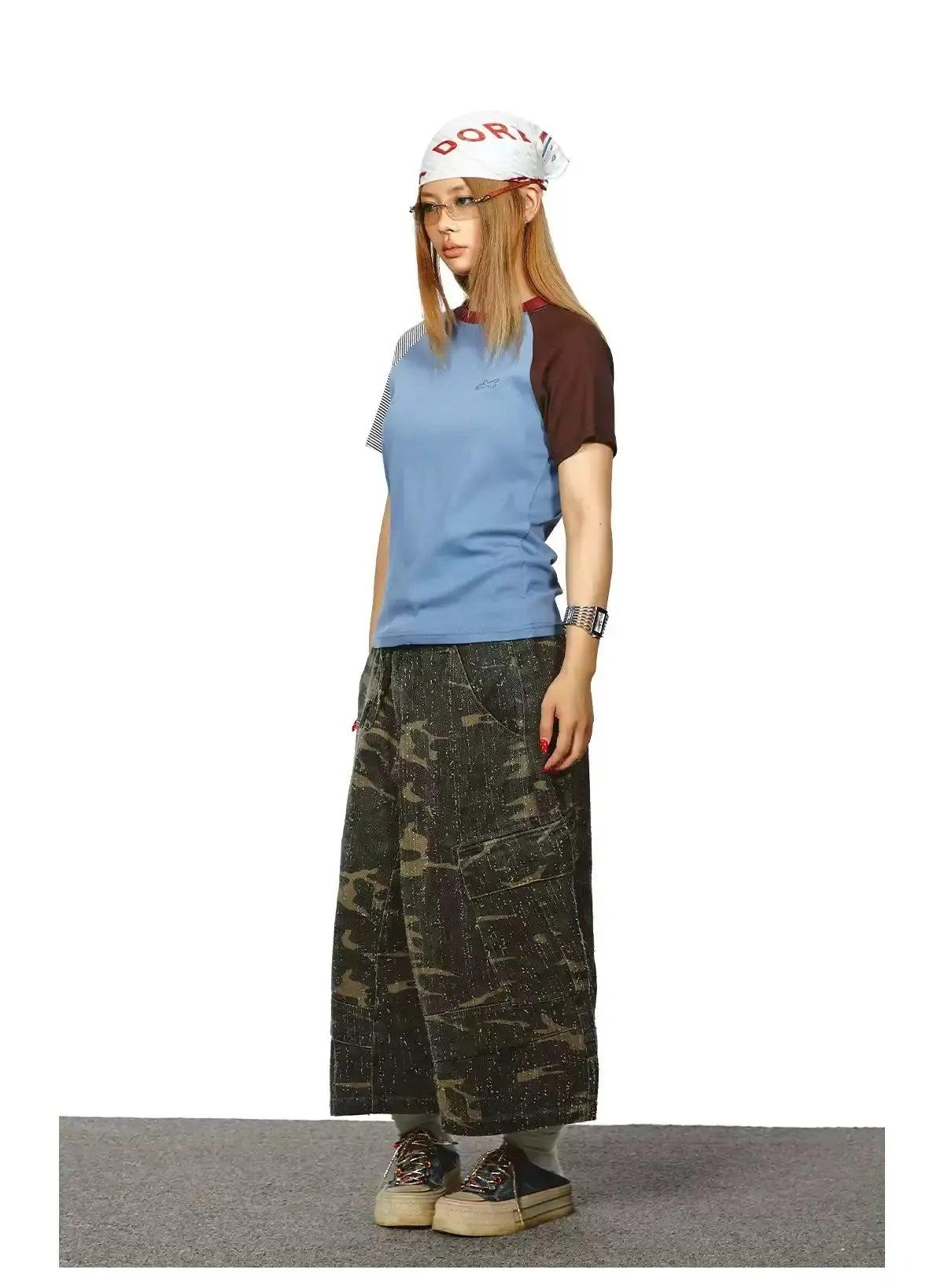 BB Contrast Spliced T-Shirt-korean-fashion-T-Shirt-BB's Closet-OH Garments