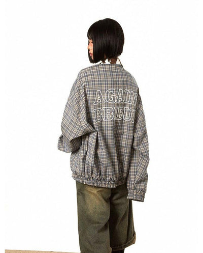 BB Cow Print Collar Plaid Bomber Jacket-korean-fashion-Jacket-BB's Closet-OH Garments