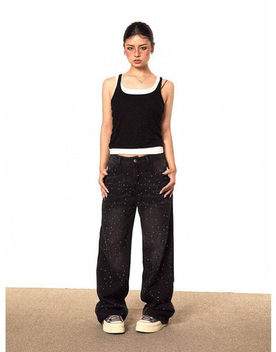 BB Diamond Pattern Straight Jeans-korean-fashion-Jeans-BB's Closet-OH Garments