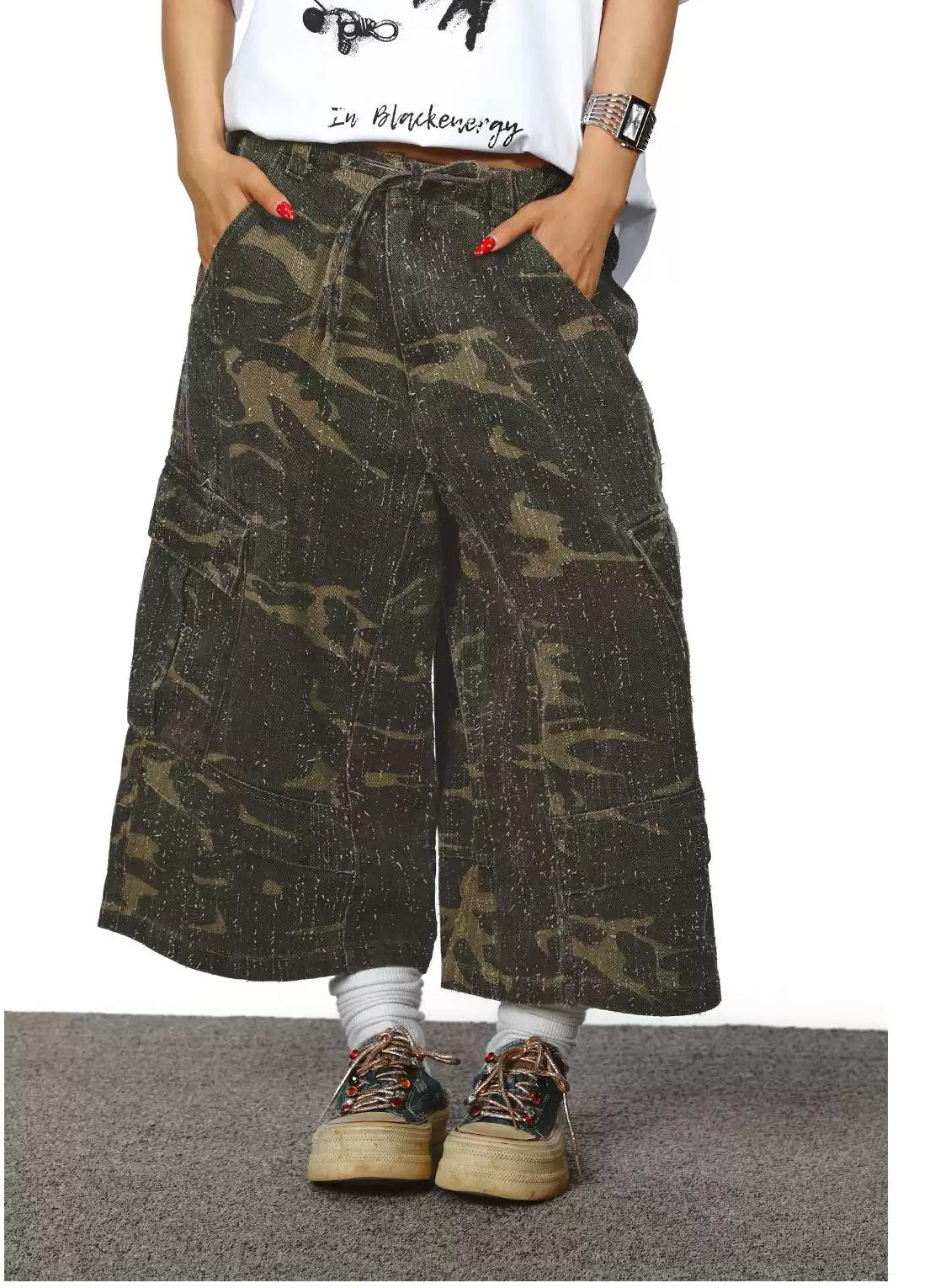 BB Distressed Camo Baggy Cargo Shorts-korean-fashion-Shorts-BB's Closet-OH Garments