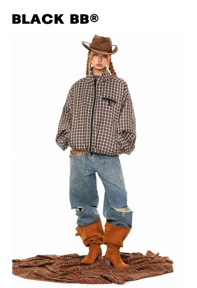 BB Double Zip Patterned Jacket-korean-fashion-Jacket-BB's Closet-OH Garments