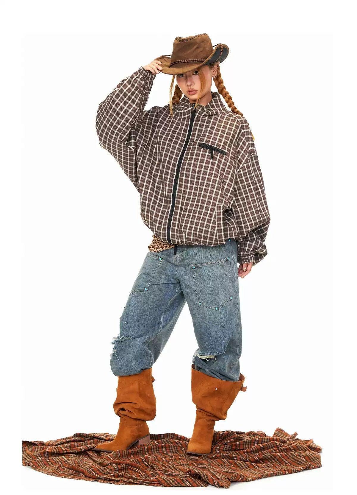 BB Double Zip Patterned Jacket-korean-fashion-Jacket-BB's Closet-OH Garments