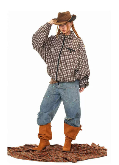 BB Double Zip Patterned Jacket-korean-fashion-Jacket-BB's Closet-OH Garments