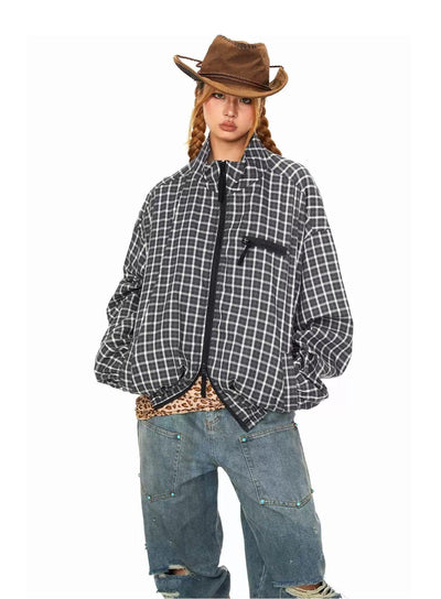 BB Double Zip Patterned Jacket-korean-fashion-Jacket-BB's Closet-OH Garments