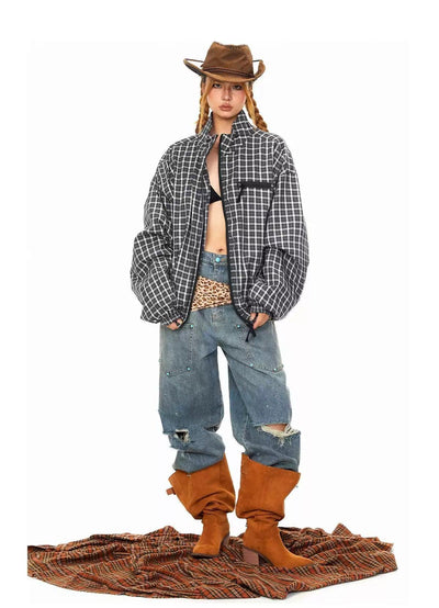 BB Double Zip Patterned Jacket-korean-fashion-Jacket-BB's Closet-OH Garments