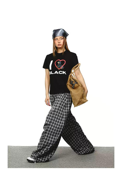 BB Drawstring Check Loose Fit Pants-korean-fashion-Pants-BB's Closet-OH Garments