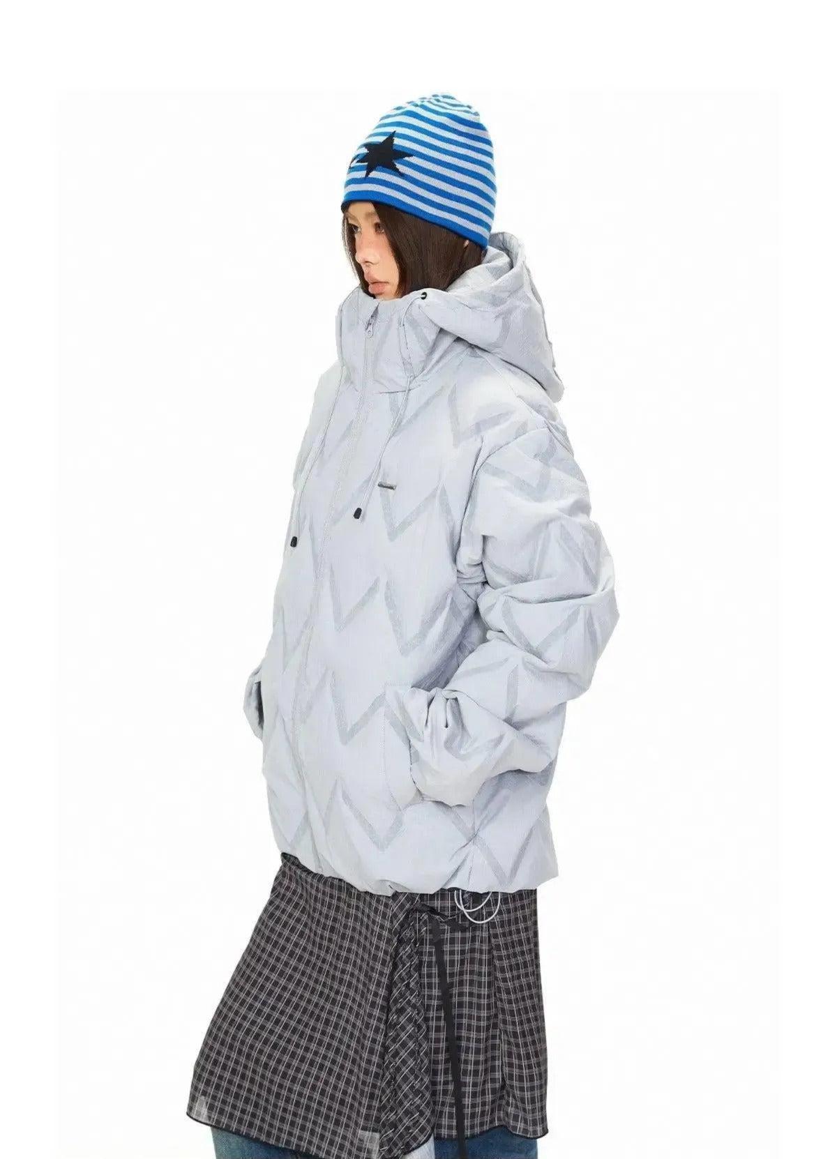 BB Drawstring Pattern Hooded Puffer Jacket-korean-fashion-Jacket-BB's Closet-OH Garments