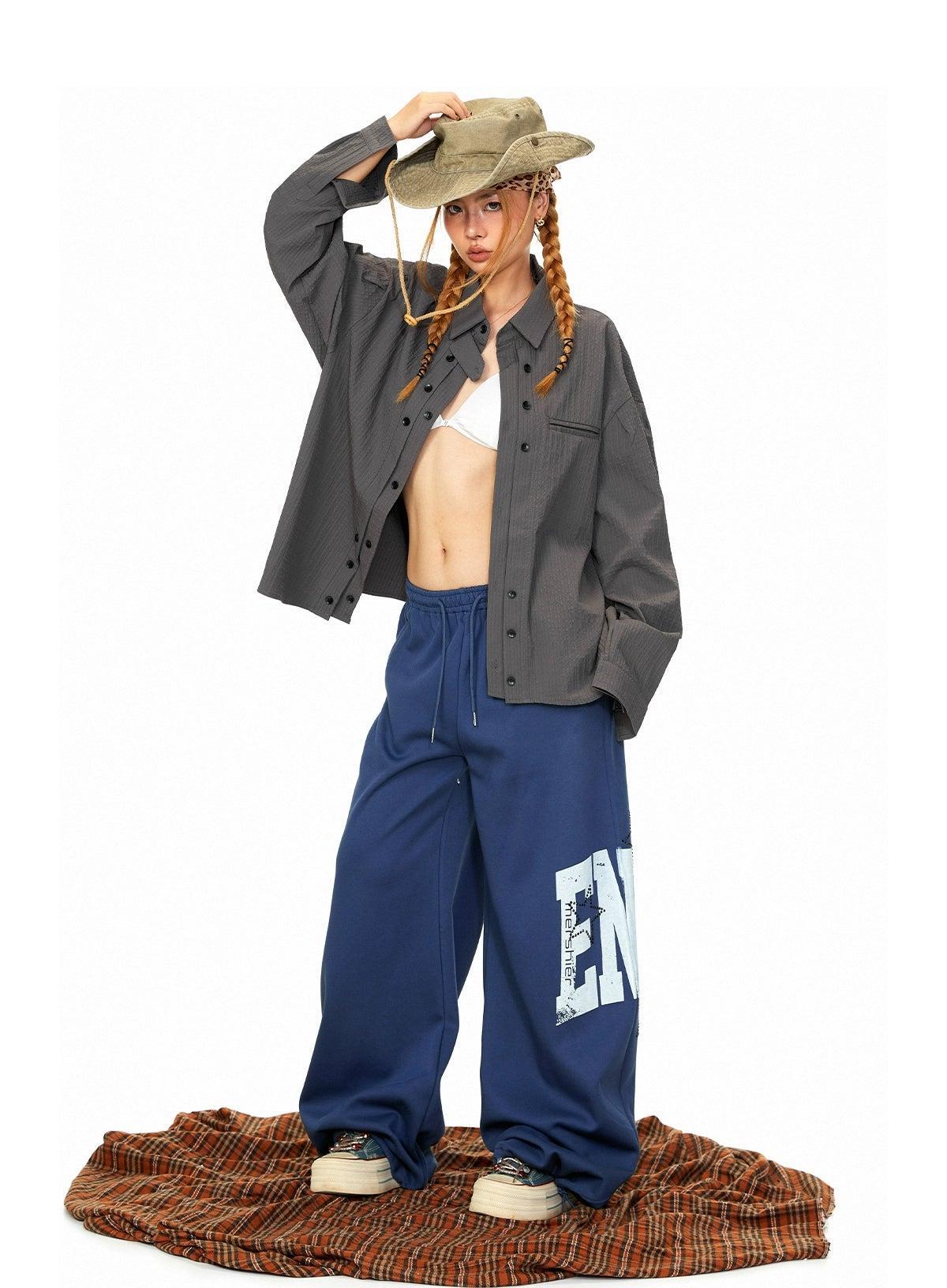BB Drawstring Printed Sweatpants-korean-fashion-Pants-BB's Closet-OH Garments