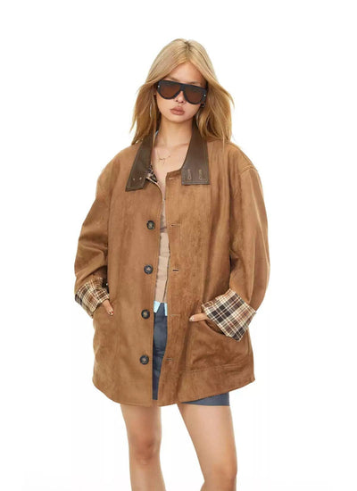 BB Faux Suede Leather Long Jacket-korean-fashion-Jacket-BB's Closet-OH Garments