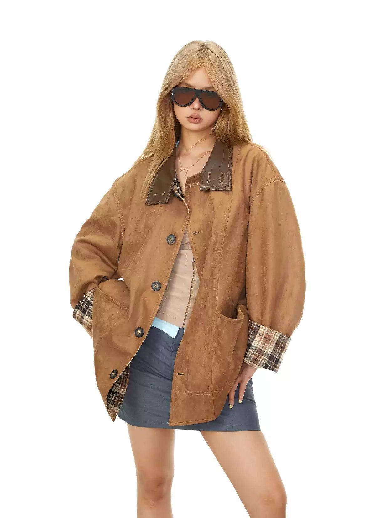 BB Faux Suede Leather Long Jacket-korean-fashion-Jacket-BB's Closet-OH Garments