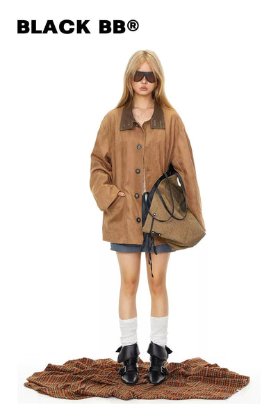 BB Faux Suede Leather Long Jacket-korean-fashion-Jacket-BB's Closet-OH Garments