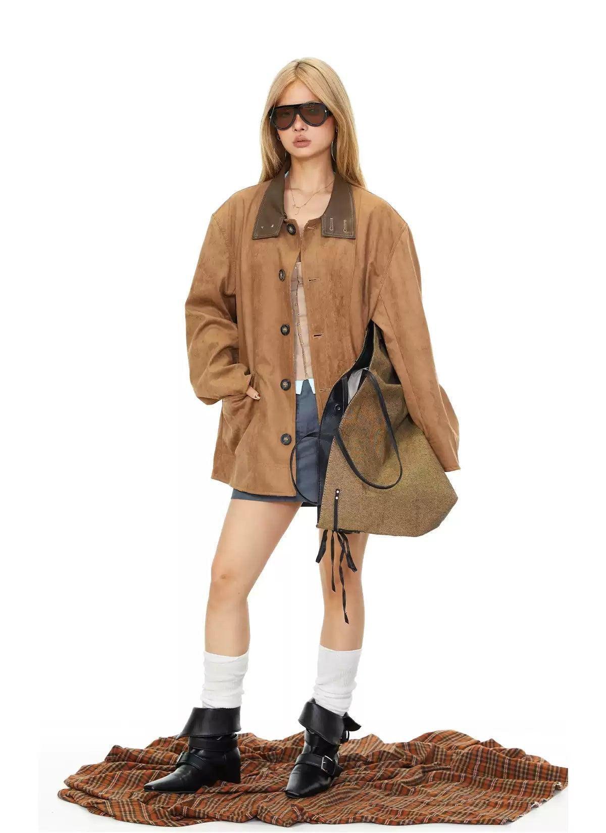 BB Faux Suede Leather Long Jacket-korean-fashion-Jacket-BB's Closet-OH Garments