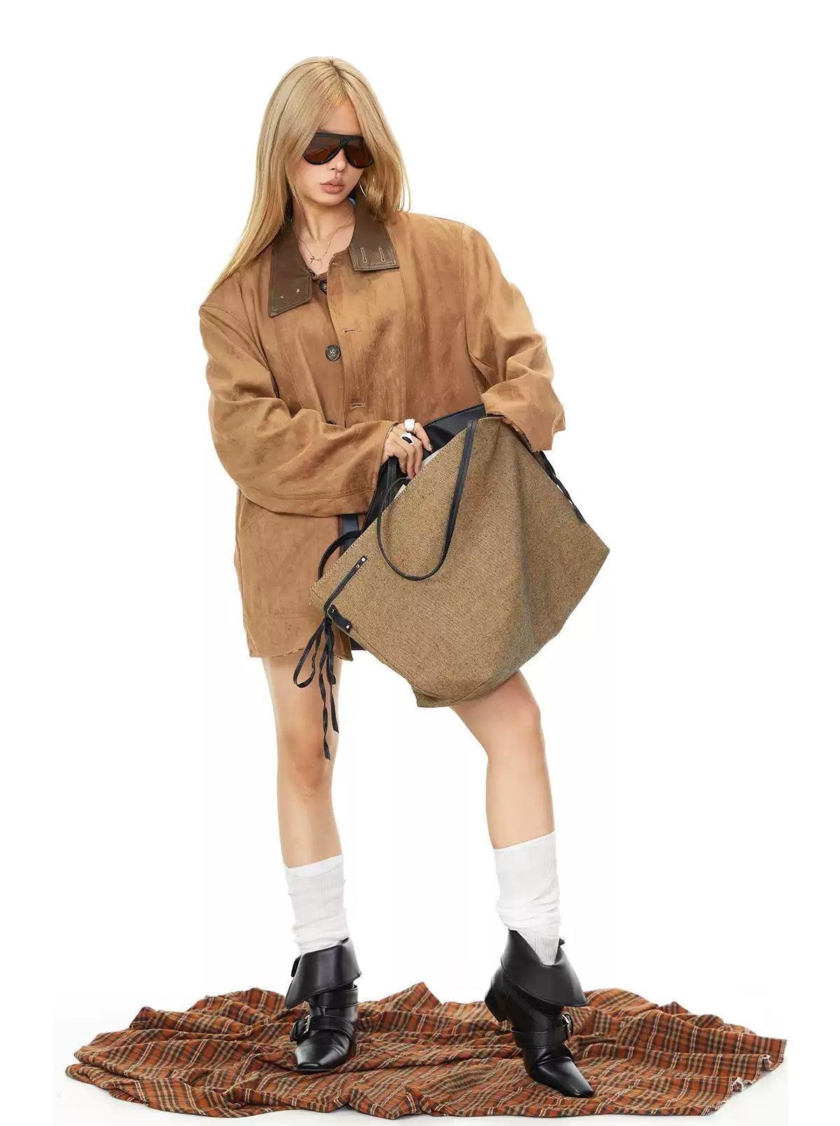 BB Faux Suede Leather Long Jacket-korean-fashion-Jacket-BB's Closet-OH Garments