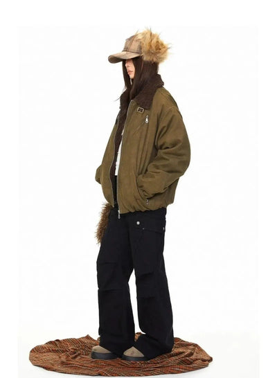 BB Fleece-Lined Wax Bomber Jacket-korean-fashion-Jacket-BB's Closet-OH Garments