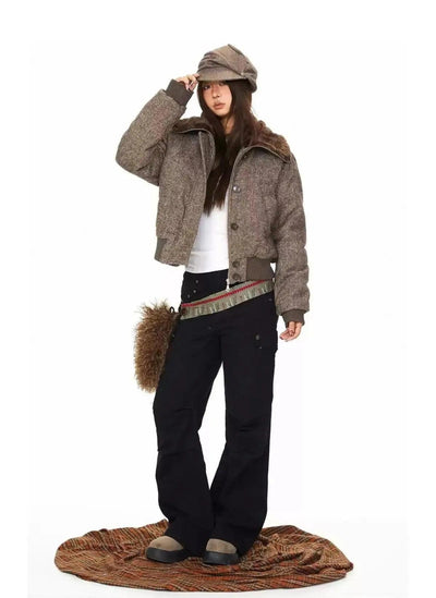 BB Fur-Lined Ribbed Hem Twill Jacket-korean-fashion-Jacket-BB's Closet-OH Garments