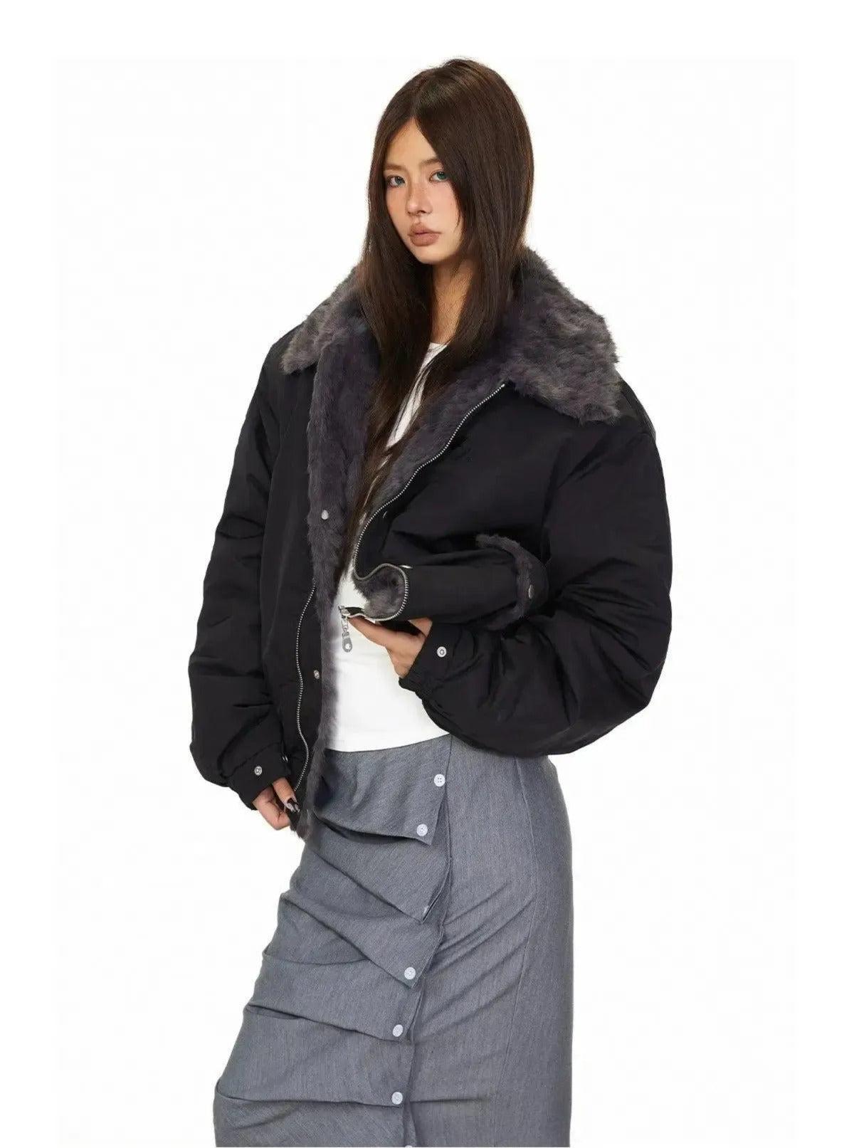 BB Fur-Trimmed Padded Jacket-korean-fashion-Jacket-BB's Closet-OH Garments