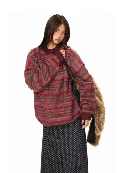 BB Fuzzy Stripes Sweater-korean-fashion-Sweater-BB's Closet-OH Garments