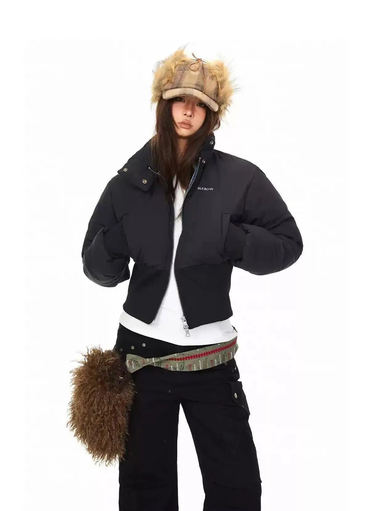 BB High Neck Cropped Puffer Jacket-korean-fashion-Jacket-BB's Closet-OH Garments