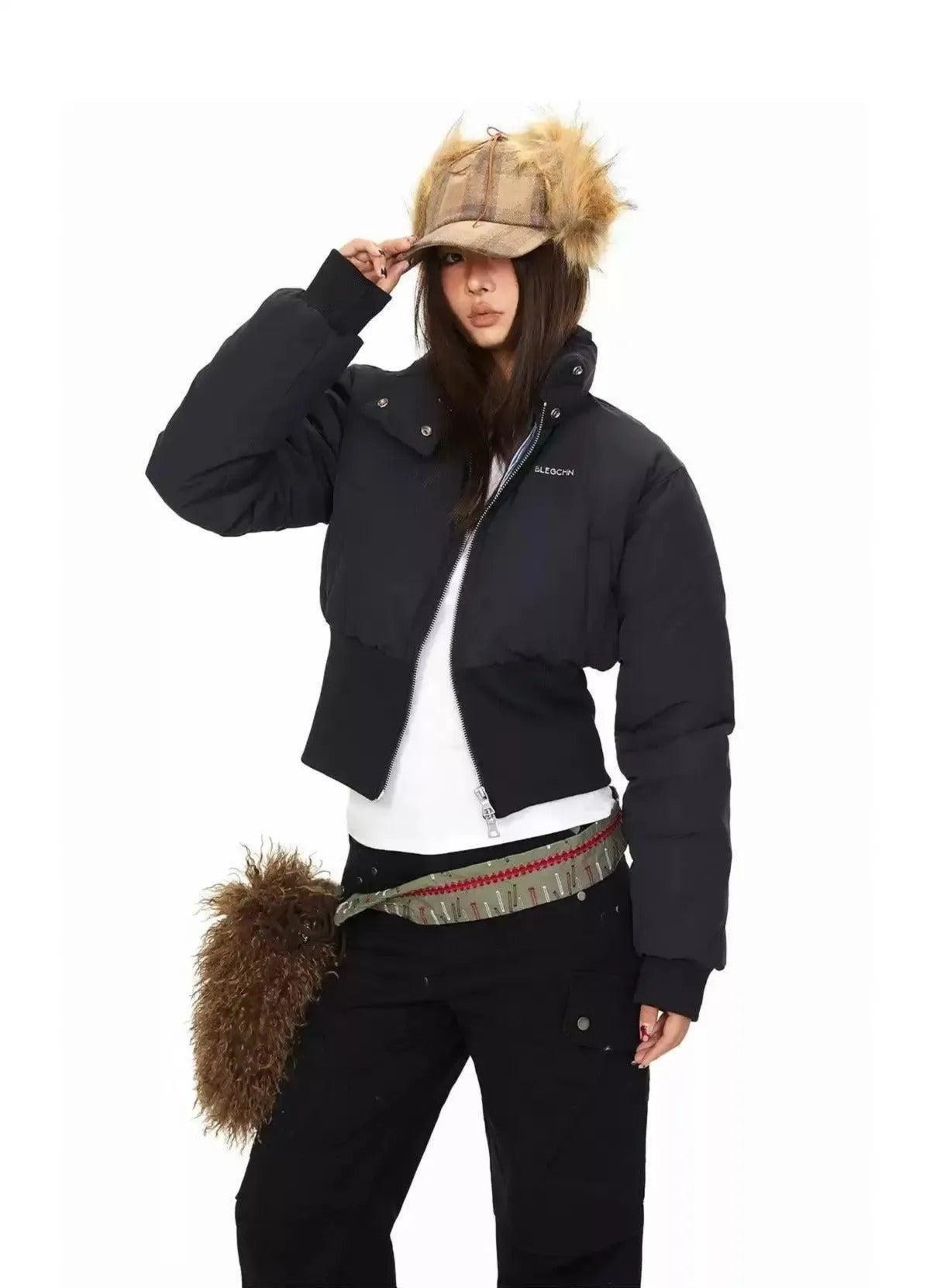 BB High Neck Cropped Puffer Jacket-korean-fashion-Jacket-BB's Closet-OH Garments