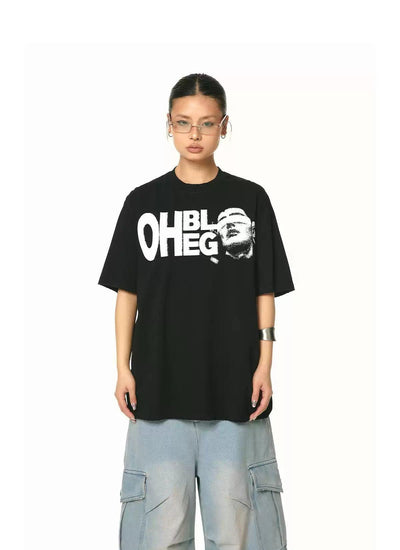 BB Lettered & Face Graphic T-Shirt-korean-fashion-T-Shirt-BB's Closet-OH Garments