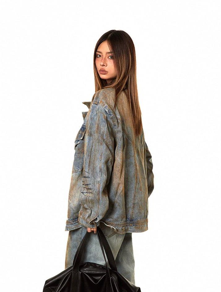 BB Mud Faded Denim Jacket-korean-fashion-Jacket-BB's Closet-OH Garments