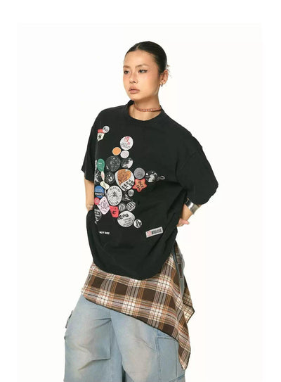 BB Multi-Badge Graphic T-Shirt-korean-fashion-T-Shirt-BB's Closet-OH Garments