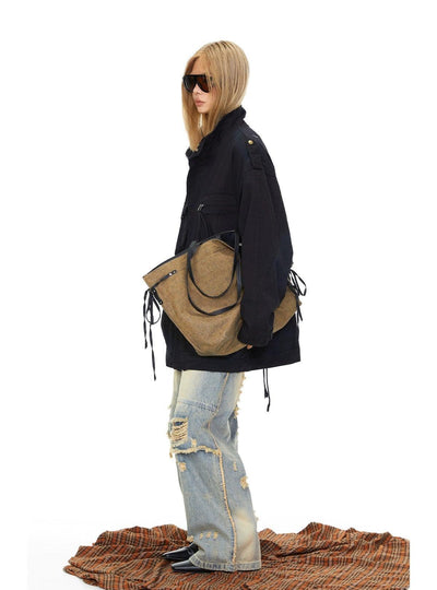 BB Multi Flap Pockets Long Denim Jacket-korean-fashion-Jacket-BB's Closet-OH Garments