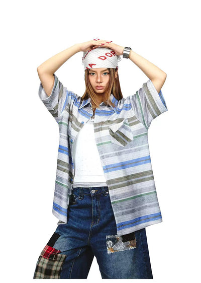 BB Oversized Stripes Pocket Shirt-korean-fashion-Shirt-BB's Closet-OH Garments