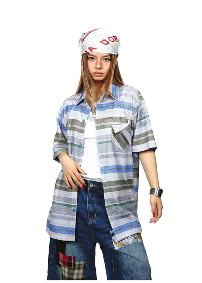BB Oversized Stripes Pocket Shirt-korean-fashion-Shirt-BB's Closet-OH Garments