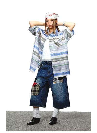 BB Oversized Stripes Pocket Shirt-korean-fashion-Shirt-BB's Closet-OH Garments