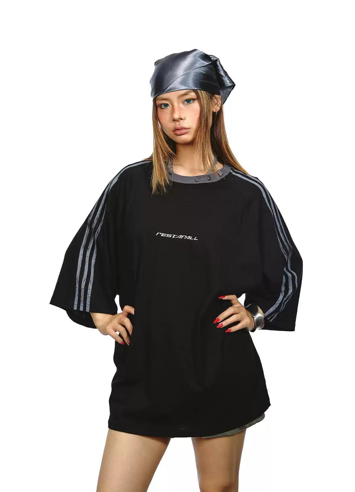 BB Oversized Three-Bar T-Shirt-korean-fashion-T-Shirt-BB's Closet-OH Garments
