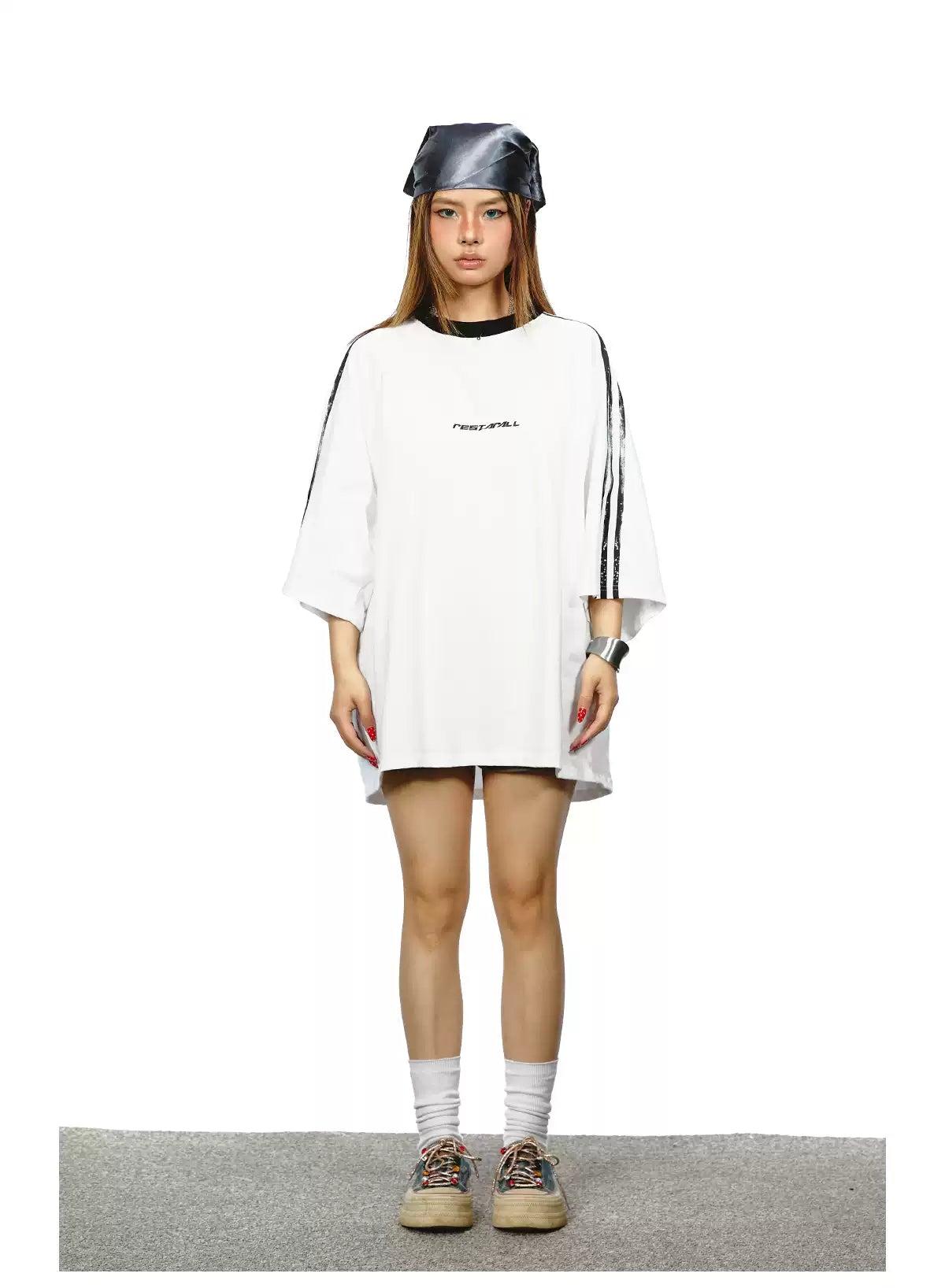 BB Oversized Three-Bar T-Shirt-korean-fashion-T-Shirt-BB's Closet-OH Garments