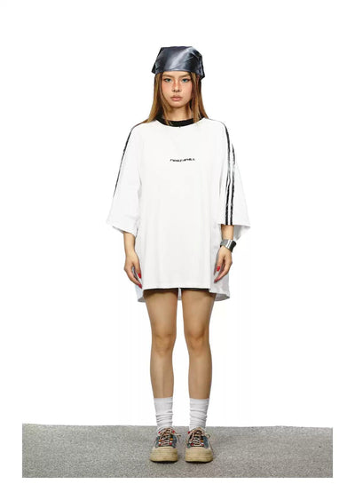 BB Oversized Three-Bar T-Shirt-korean-fashion-T-Shirt-BB's Closet-OH Garments