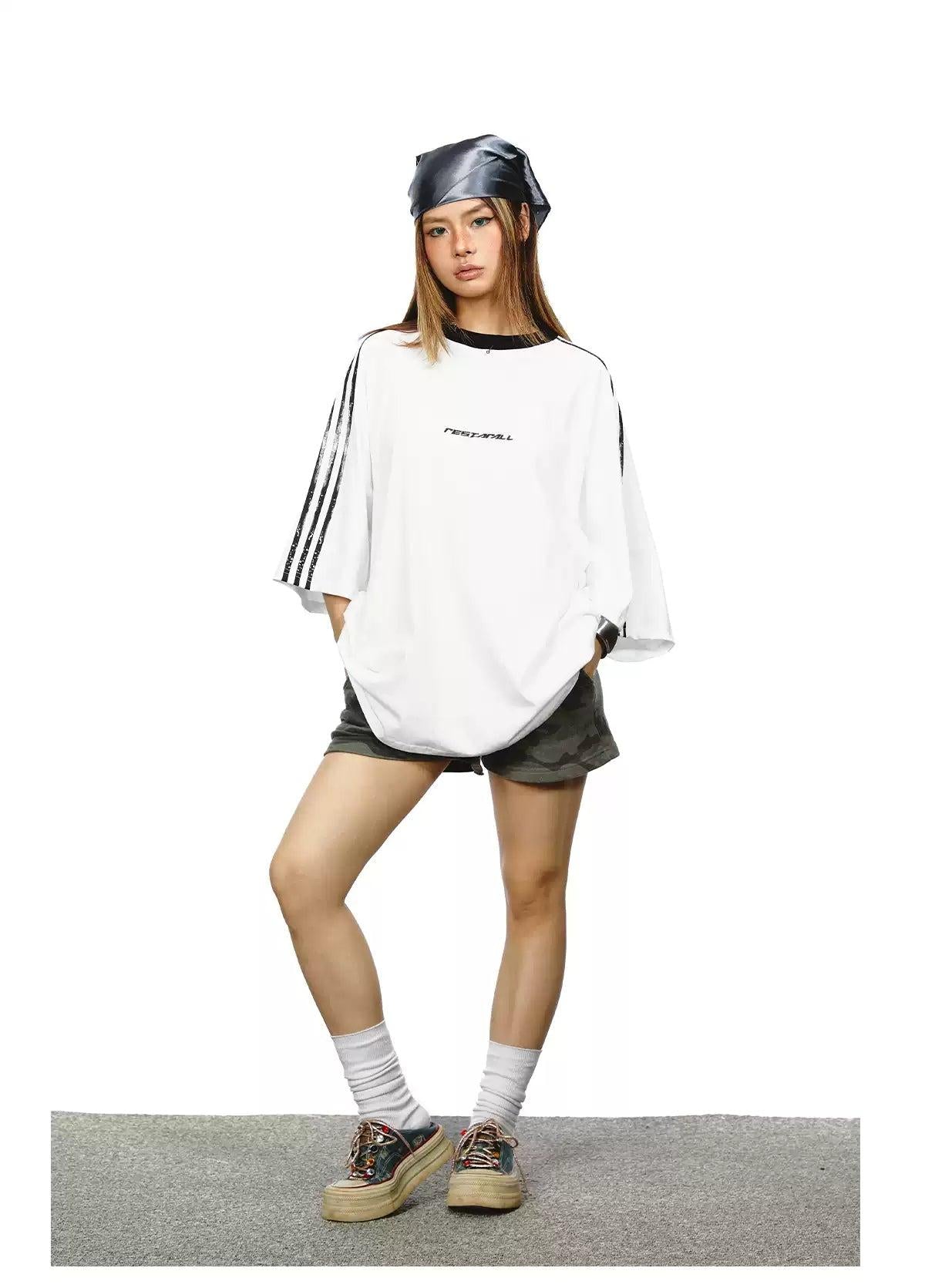 BB Oversized Three-Bar T-Shirt-korean-fashion-T-Shirt-BB's Closet-OH Garments
