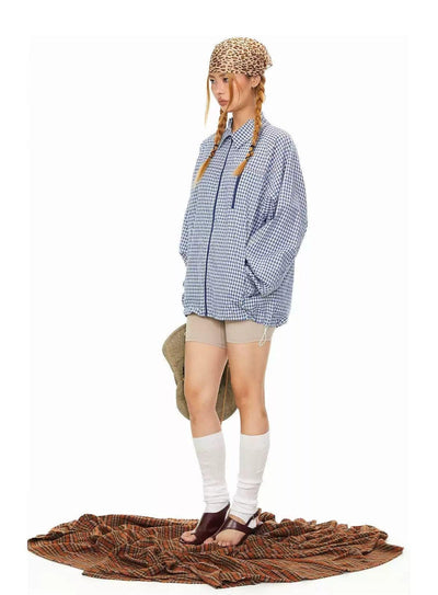 BB Plaid Collared Zipped Jacket-korean-fashion-Jacket-BB's Closet-OH Garments