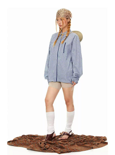 BB Plaid Collared Zipped Jacket-korean-fashion-Jacket-BB's Closet-OH Garments