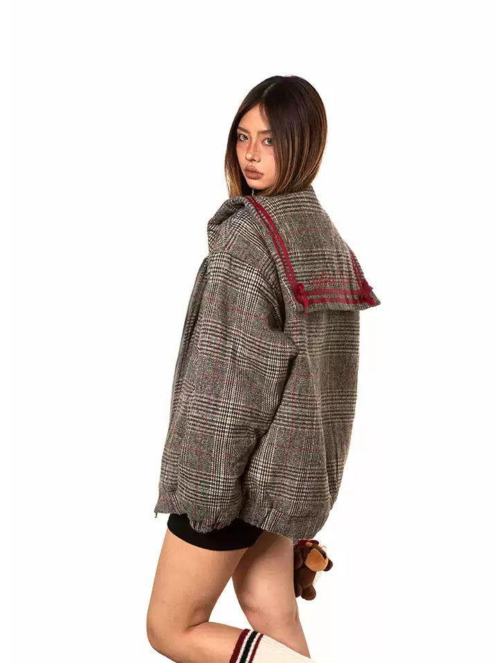 BB Plaid Zippered Hooded Jacket-korean-fashion-Jacket-BB's Closet-OH Garments