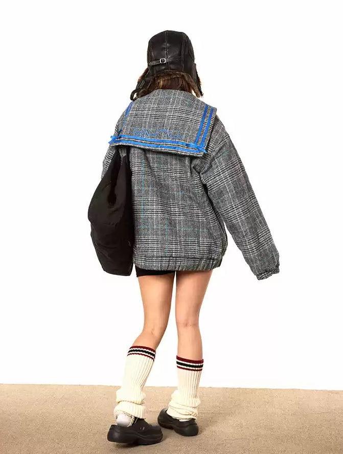 BB Plaid Zippered Hooded Jacket-korean-fashion-Jacket-BB's Closet-OH Garments